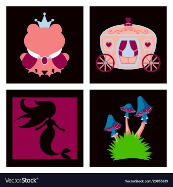 Set of icons in princces theme include frog with vector image