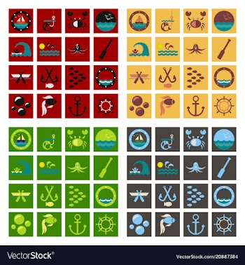 Set of icons sea vector image