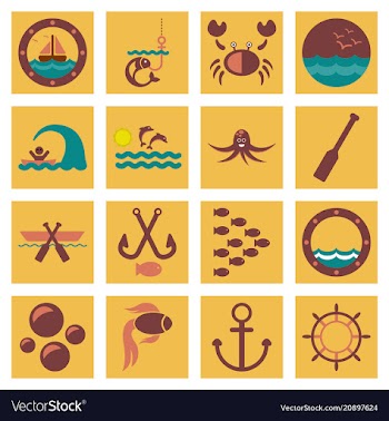 Set of icons sea vector image