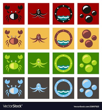 Set of icons sea vector image