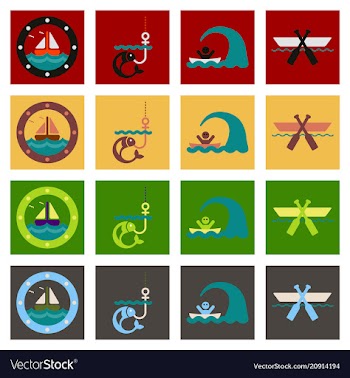 Set of icons sea vector image