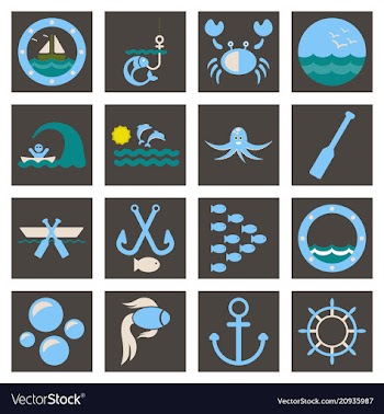Set of icons sea vector image