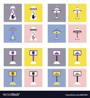 Set of icons space equipments on color background vector image