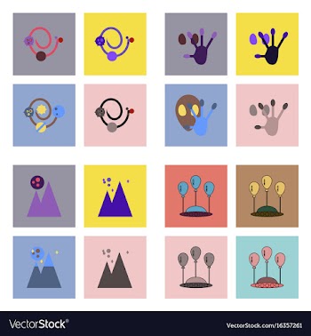 Set of icons space equipments on color background vector image