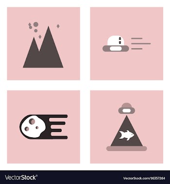 Set of icons space equipments on color background vector image