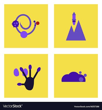 Set of icons space equipments on color background vector image