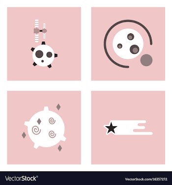 Set of icons space equipments on color background vector image