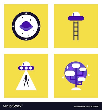 Set of icons space equipments on color background vector image