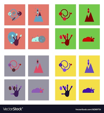 Set of icons space equipments on color background vector image