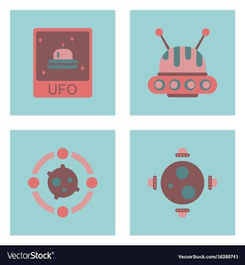Set of icons space equipments on color background vector image