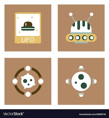 Set of icons space equipments on color background vector image