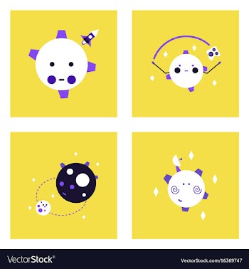 Set of icons space equipments on color background vector image