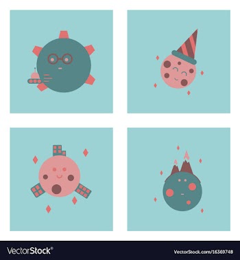 Set of icons space equipments on color background vector image