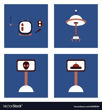 Set of icons space equipments on color background vector image