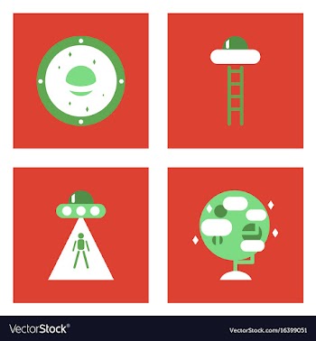 Set of icons space equipments on color background vector image