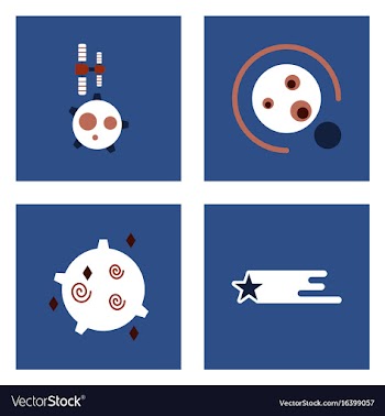 Set of icons space equipments on color background vector image