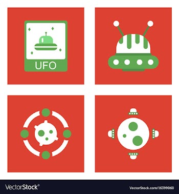 Set of icons space equipments on color background vector image
