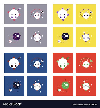 Set of icons space equipments on color background vector image