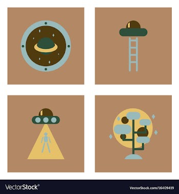 Set of icons space equipments on color background vector image