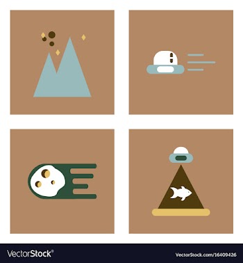 Set of icons space equipments on color background vector image