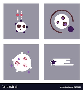 Set of icons space equipments on color background vector image