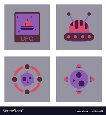 Set of icons space equipments on color background vector image
