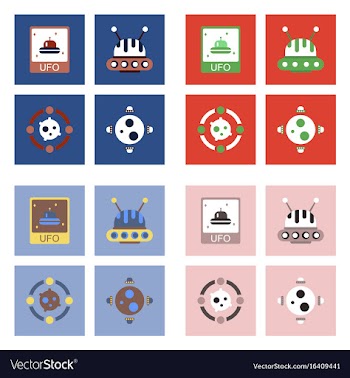 Set of icons space equipments on color background vector image