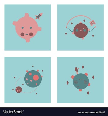 Set of icons space equipments on color background vector image