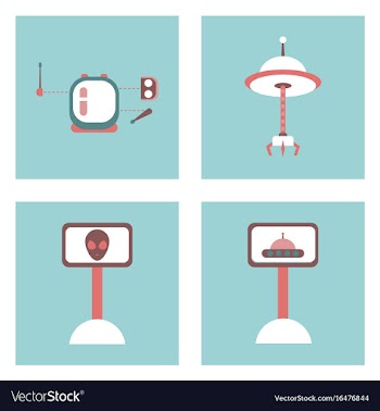 Set of icons space equipments on color background vector image