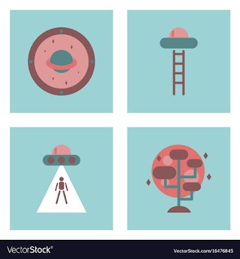 Set of icons space equipments on color background vector image