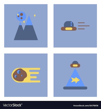 Set of icons space equipments on color background vector image
