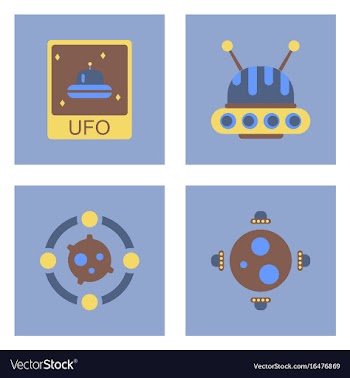 Set of icons space equipments on color background vector image