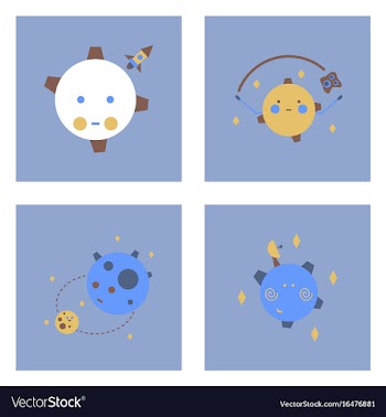Set of icons space equipments on color background vector image