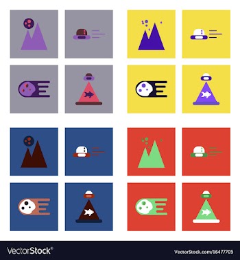 Set of icons space equipments on color background vector image