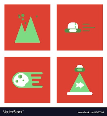 Set of icons space equipments on color background vector image