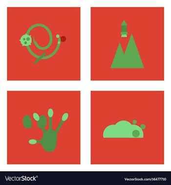 Set of icons space equipments on color background vector image