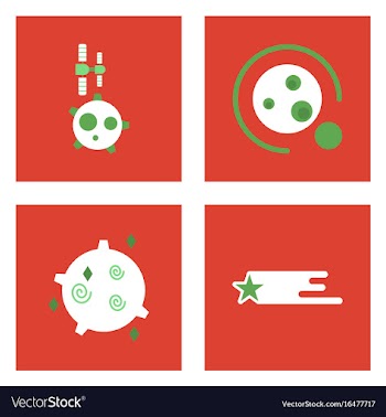 Set of icons space equipments on color background vector image