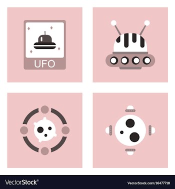 Set of icons space equipments on color background vector image