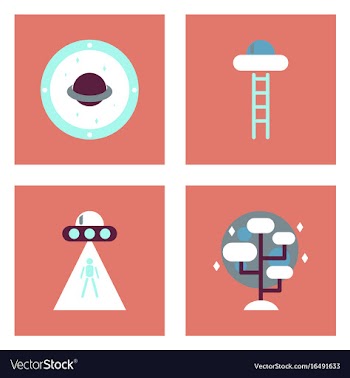 Set of icons space equipments on color background vector image