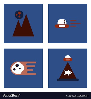 Set of icons space equipments on color background vector image