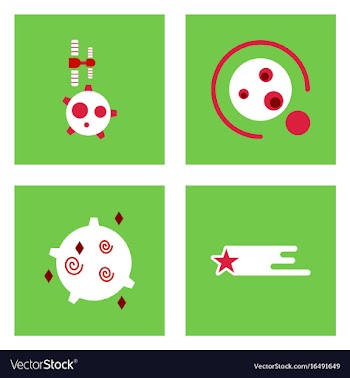 Set of icons space equipments on color background vector image