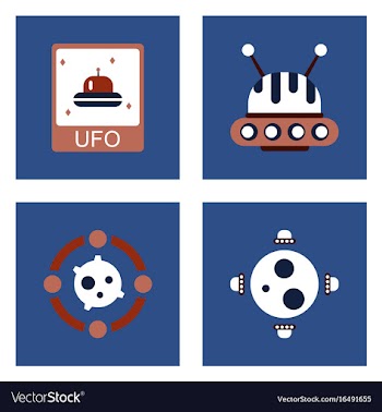 Set of icons space equipments on color background vector image