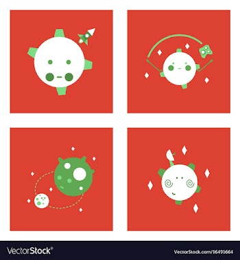 Set of icons space equipments on color background vector image