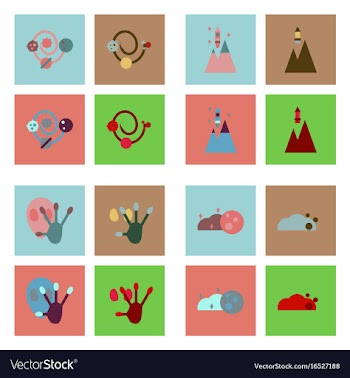 Set of icons space equipments on color background vector image