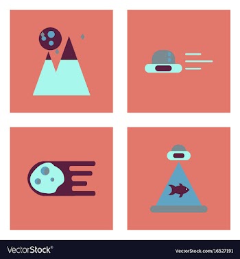 Set of icons space equipments on color background vector image