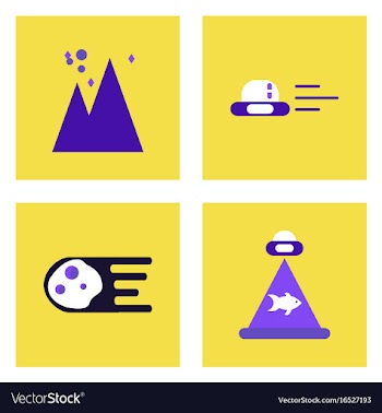 Set of icons space equipments on color background vector image