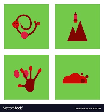 Set of icons space equipments on color background vector image