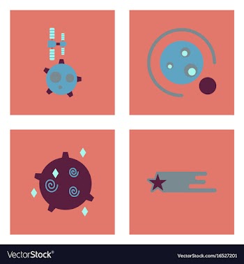 Set of icons space equipments on color background vector image