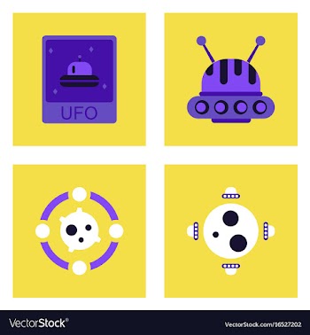 Set of icons space equipments on color background vector image