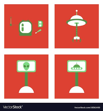 Set of icons space equipments on color background vector image